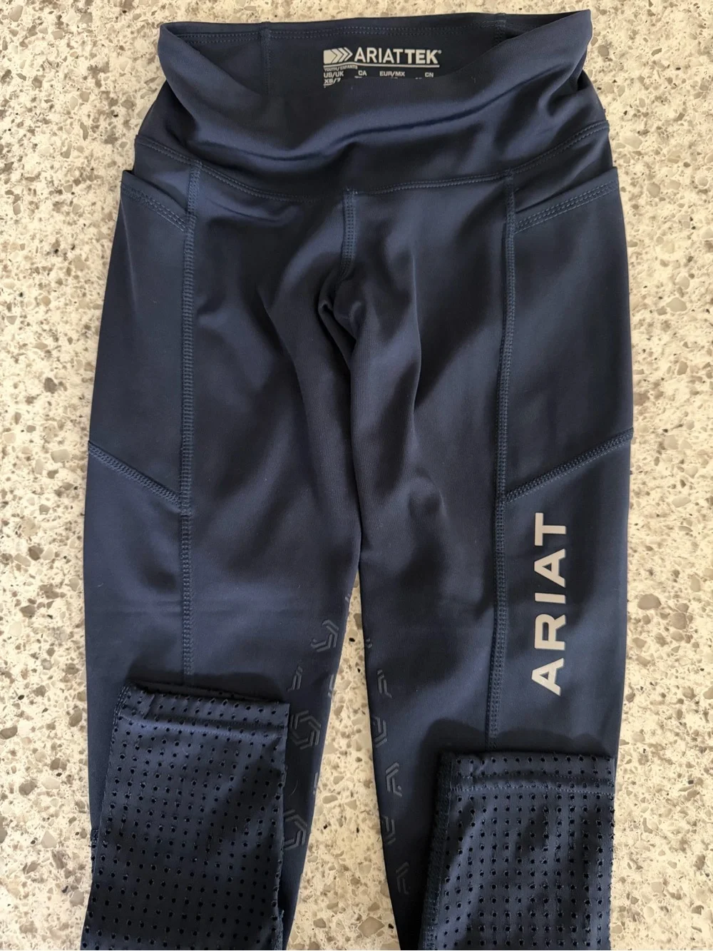 Ariat Navy Girls' Performance Leggings with Knee Panels